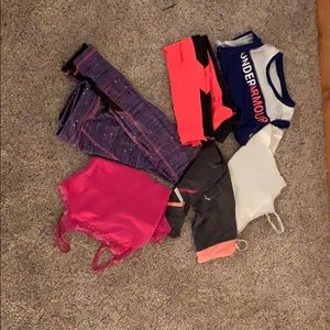 Cute three set leggings and tops work out